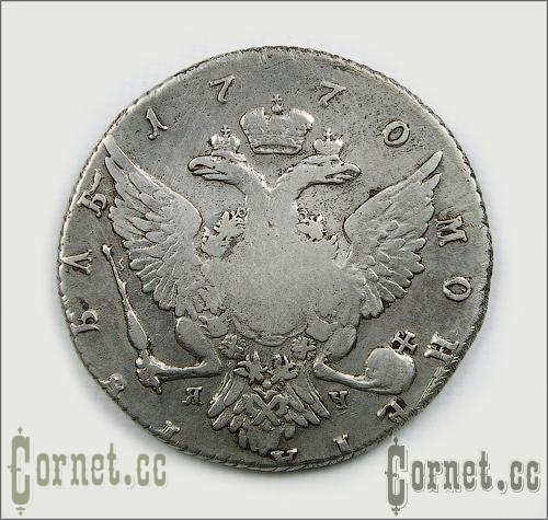 Монета рубль 1770 года.