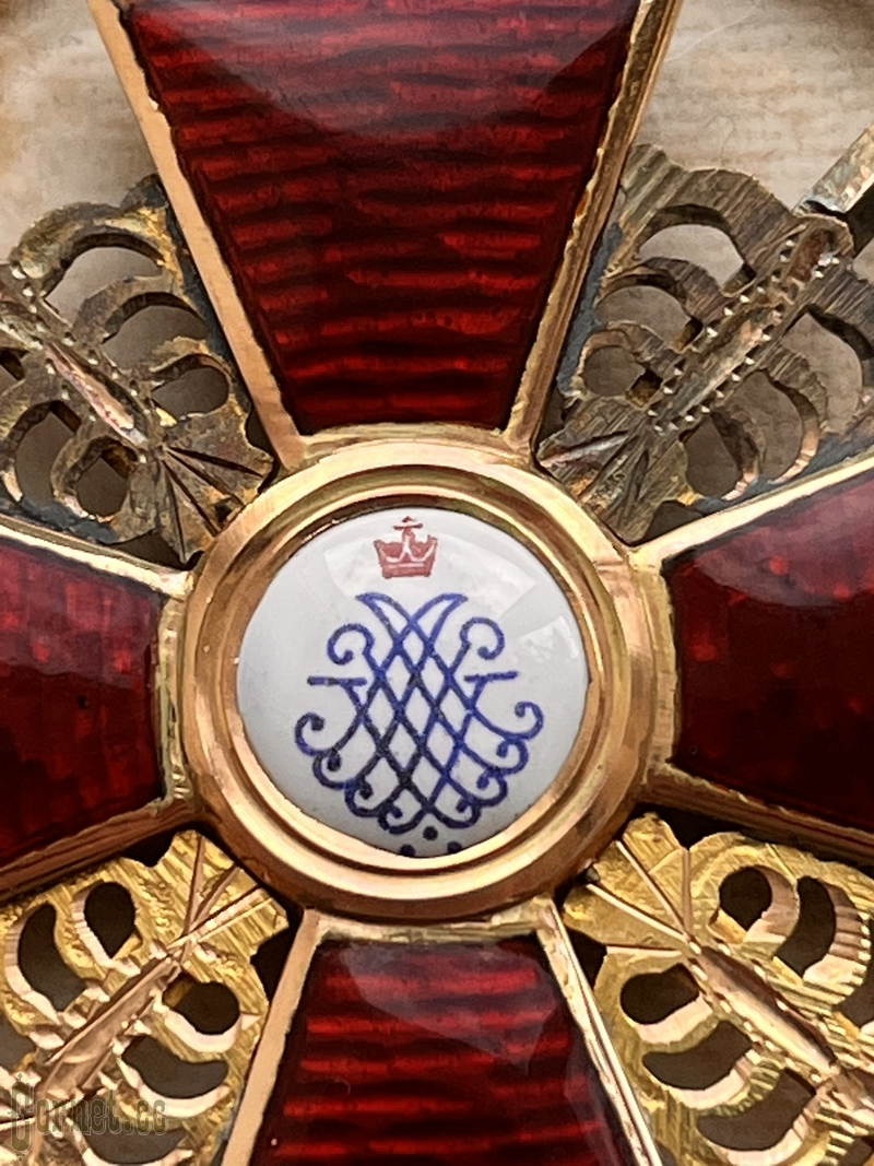 Знак ордена Св. Анны 2-й степени с мечами в футляре "ИЛ"